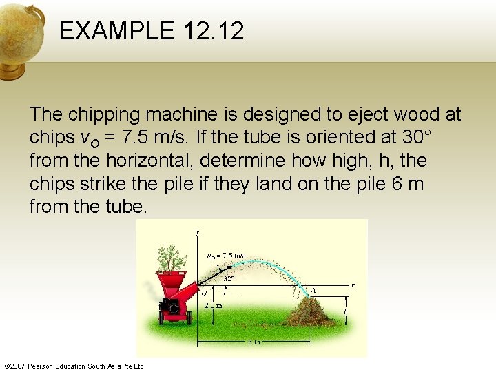 EXAMPLE 12. 12 The chipping machine is designed to eject wood at chips v.