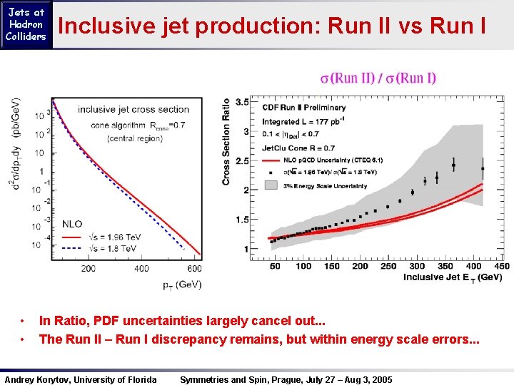 Jets at Hadron Colliders • • Inclusive jet production: Run II vs Run I