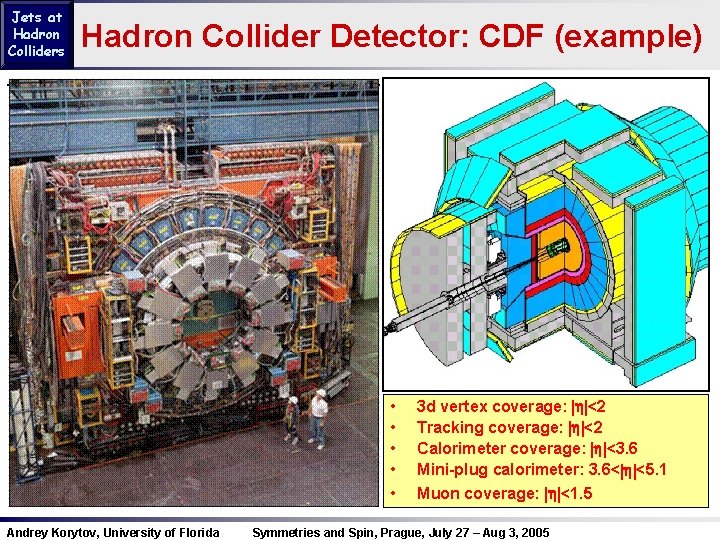 Jets at Hadron Colliders Hadron Collider Detector: CDF (example) • • • Andrey Korytov,
