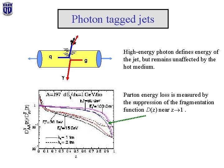 Photon tagged jets q g High-energy photon defines energy of the jet, but remains