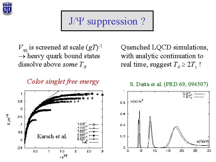 J/Y suppression ? Vqq is screened at scale (g. T)-1 heavy quark bound states