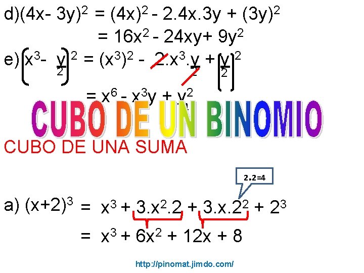 d)(4 x- 3 y)2 = (4 x)2 - 2. 4 x. 3 y +