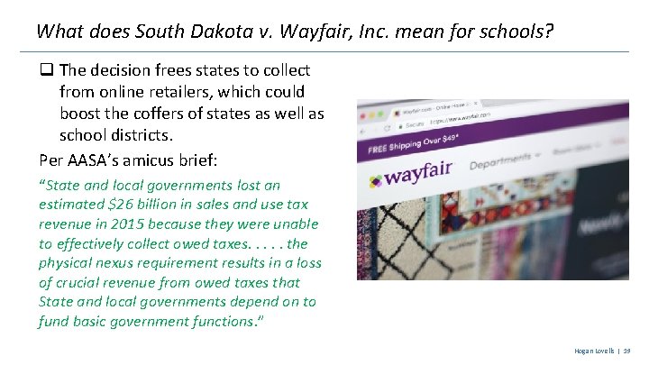 What does South Dakota v. Wayfair, Inc. mean for schools? q The decision frees