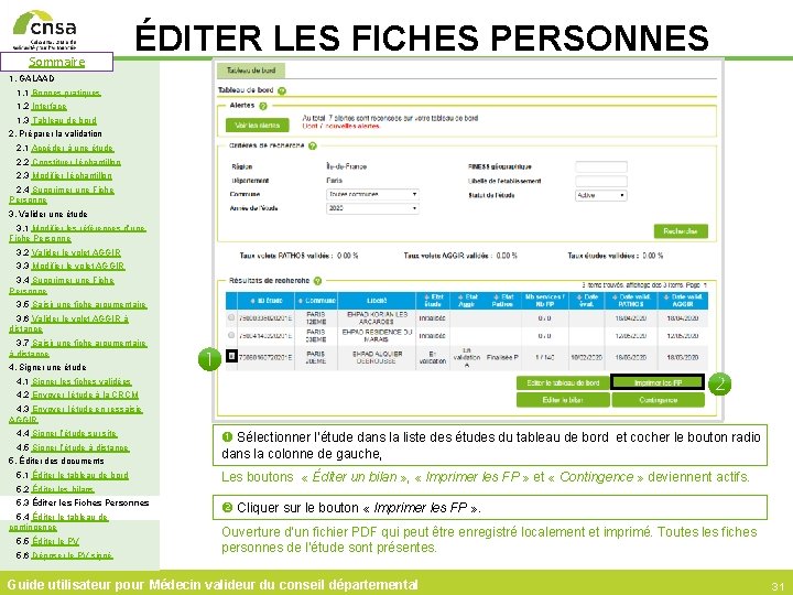 Sommaire ÉDITER LES FICHES PERSONNES 1. GALAAD 1. 1 Bonnes pratiques 1. 2 Interface