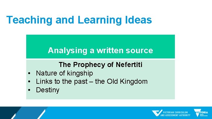 Teaching and Learning Ideas Analysing a written source The Prophecy of Nefertiti • Nature