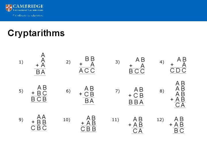 Cryptarithms 