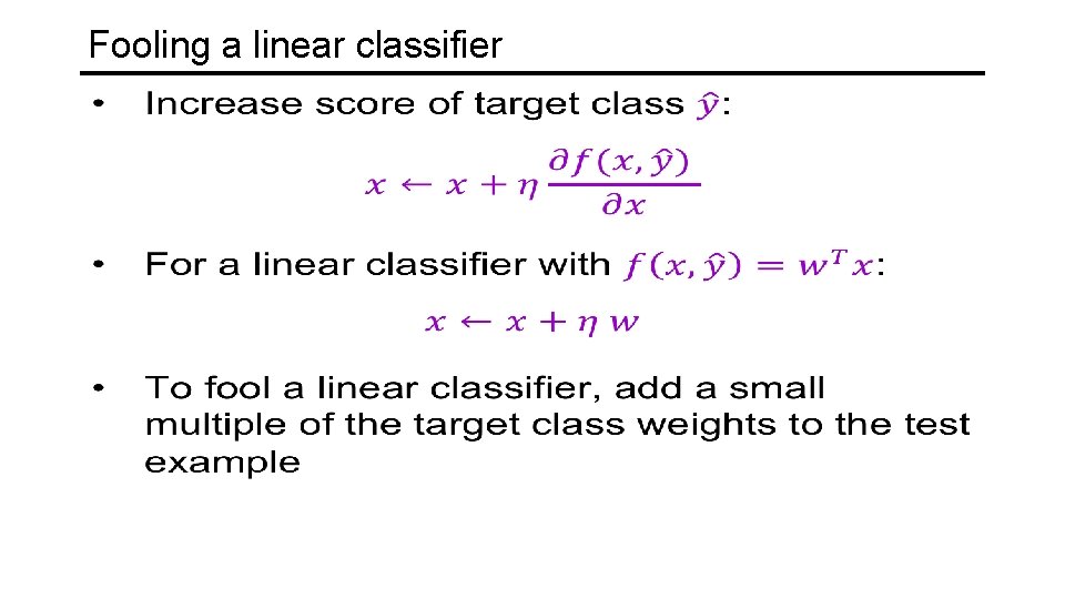Fooling a linear classifier 