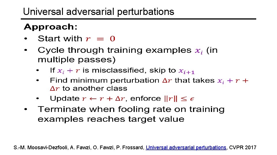 Universal adversarial perturbations S. -M. Moosavi-Dezfooli, A. Fawzi, O. Fawzi, P. Frossard, Universal adversarial