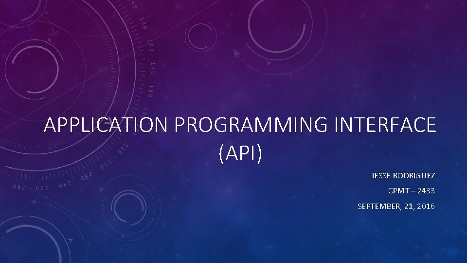 APPLICATION PROGRAMMING INTERFACE API JESSE RODRIGUEZ CPMT 2433