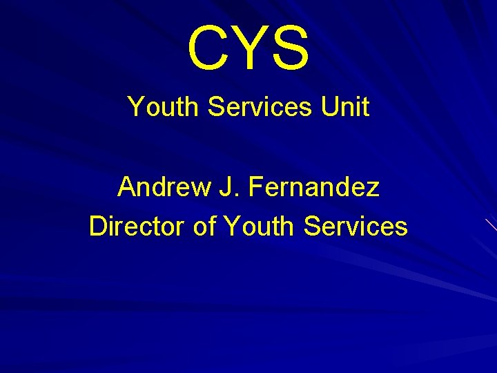 CYS Youth Services Unit Andrew J. Fernandez Director of Youth Services 