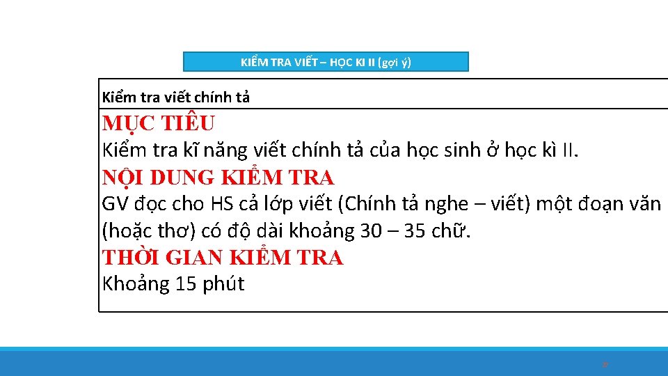 KIỂM TRA VIẾT – HỌC KI II (gợi ý) Kiểm tra viết chính tả