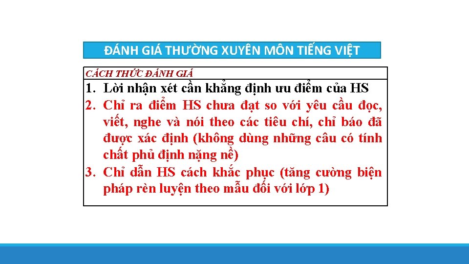 ĐÁNH GIÁ THƯỜNG XUYÊN MÔN TIẾNG VIỆT CÁCH THỨC ĐÁNH GIÁ 1. Lời nhận