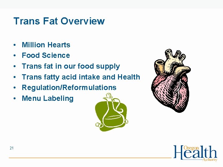 Trans Fat Overview • • • 21 Million Hearts Food Science Trans fat in