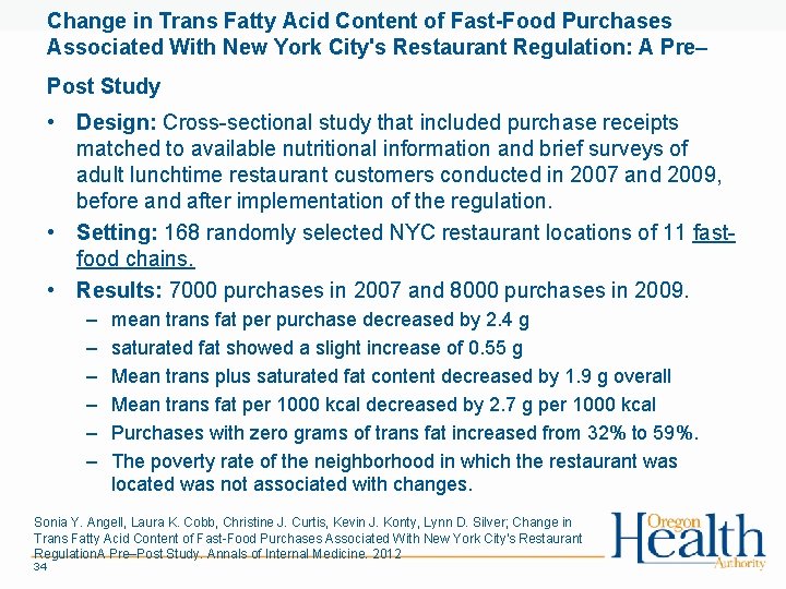 Change in Trans Fatty Acid Content of Fast-Food Purchases Associated With New York City's