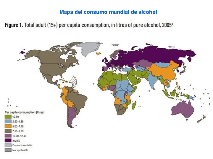 Mapa del consumo mundial de alcohol 
