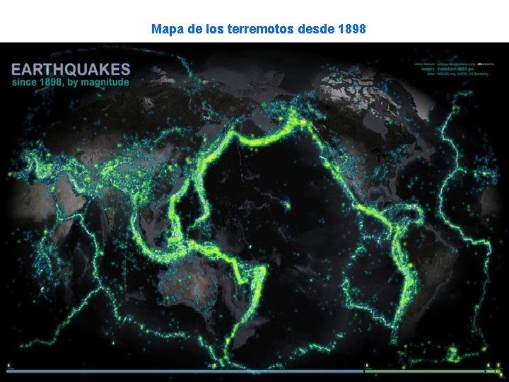 Mapa de los terremotos desde 1898 