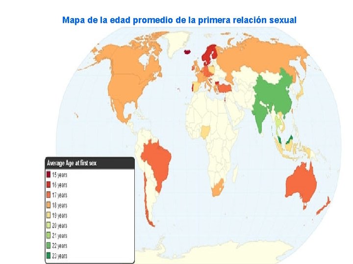 Mapa de la edad promedio de la primera relación sexual 