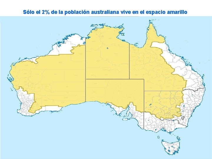 Sólo el 2% de la población australiana vive en el espacio amarillo 