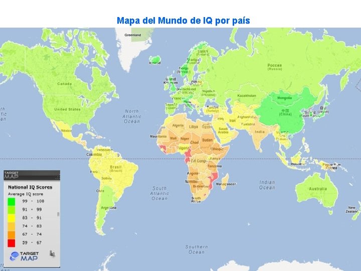 Mapa del Mundo de IQ por país 