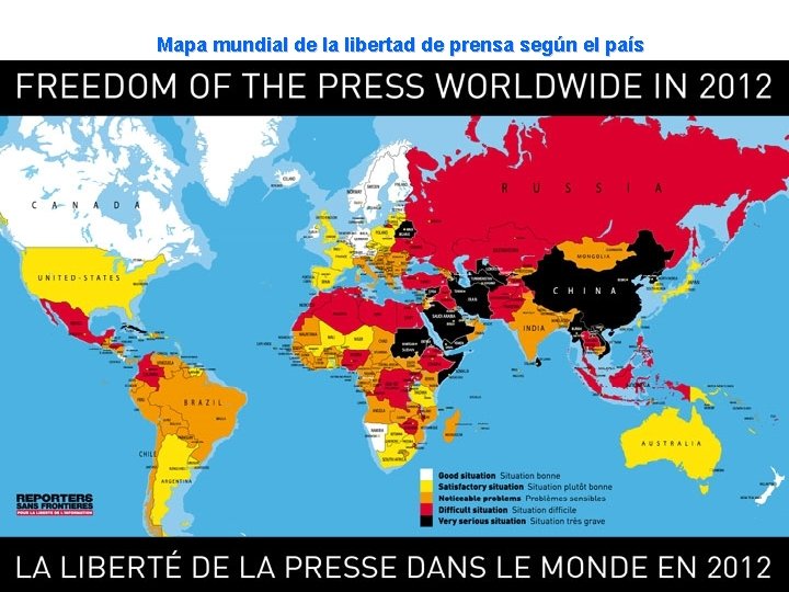 Mapa mundial de la libertad de prensa según el país 