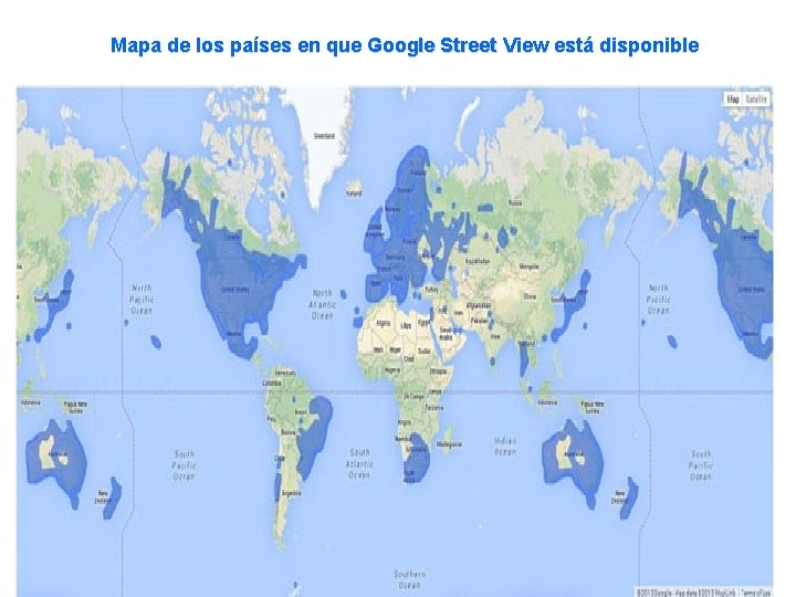 Mapa de los países en que Google Street View está disponible 