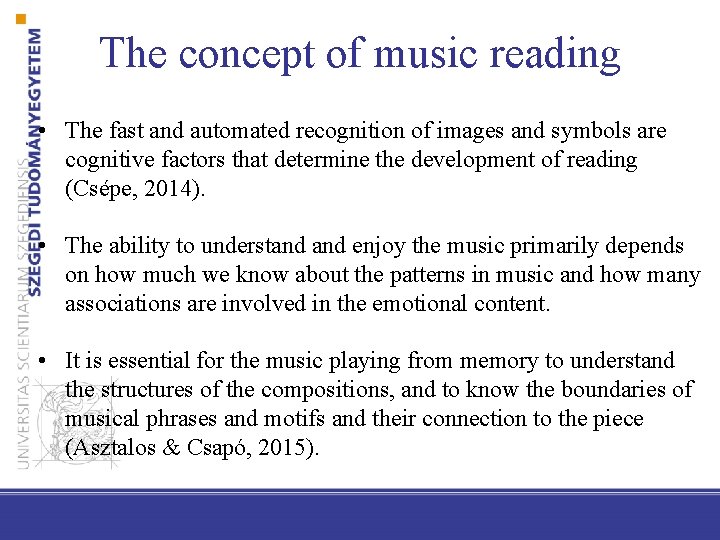 The concept of music reading • The fast and automated recognition of images and