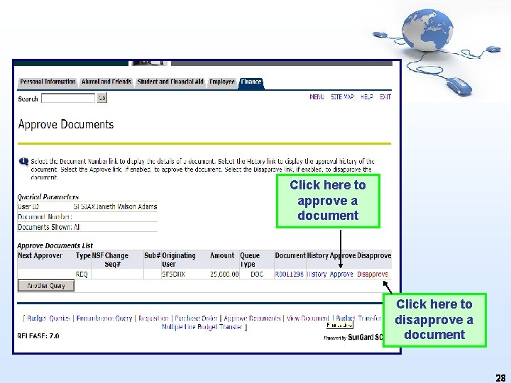 Click here to approve a document Click here to disapprove a document 28 