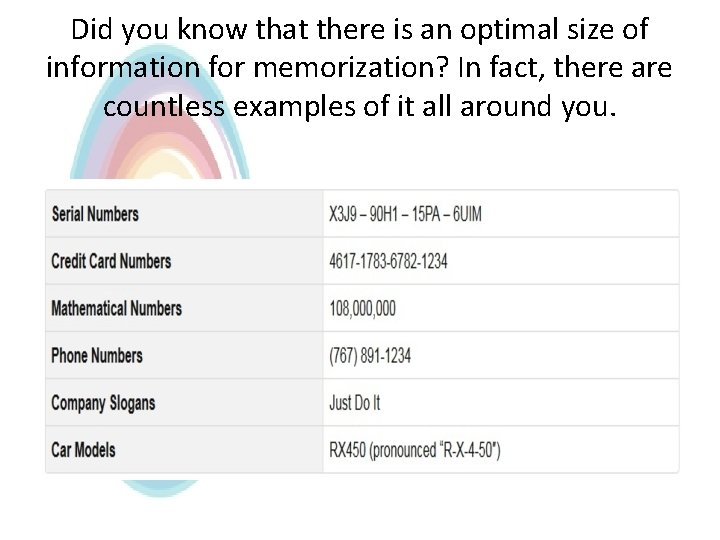 Did you know that there is an optimal size of information for memorization? In