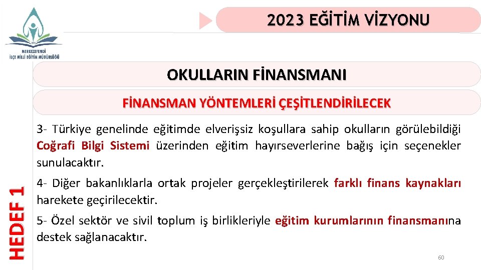 2023 EĞİTİM VİZYONU OKULLARIN FİNANSMANI FİNANSMAN YÖNTEMLERİ ÇEŞİTLENDİRİLECEK HEDEF 1 3 - Türkiye genelinde