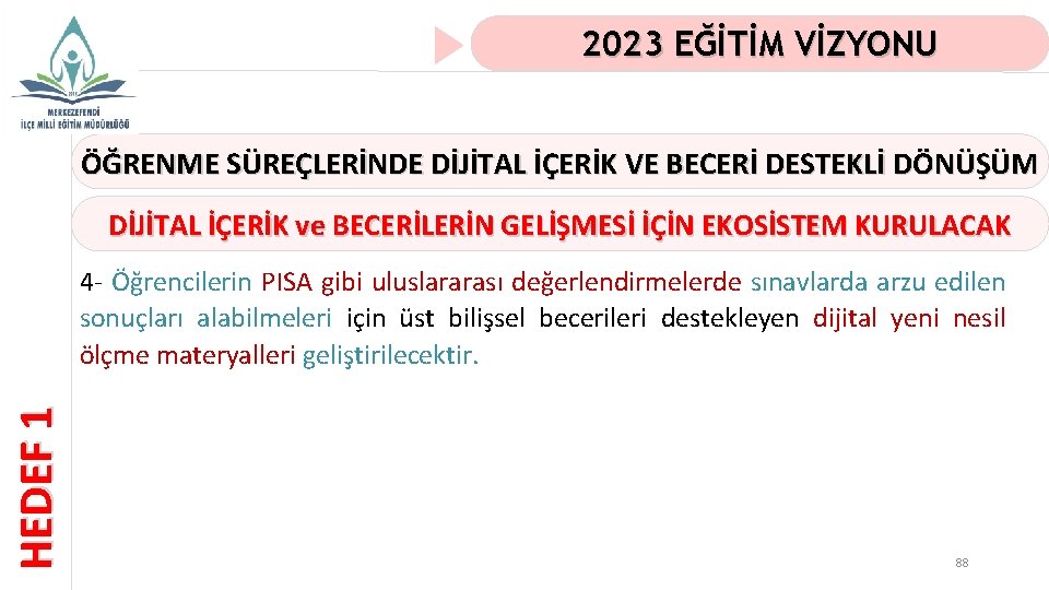 2023 EĞİTİM VİZYONU ÖĞRENME SÜREÇLERİNDE DİJİTAL İÇERİK VE BECERİ DESTEKLİ DÖNÜŞÜM DİJİTAL İÇERİK ve