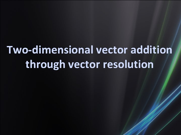 Two-dimensional vector addition through vector resolution 