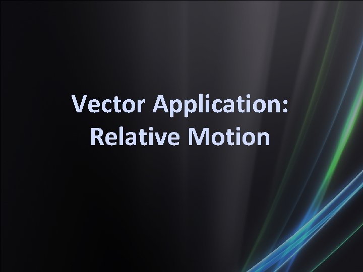 Vector Application: Relative Motion 