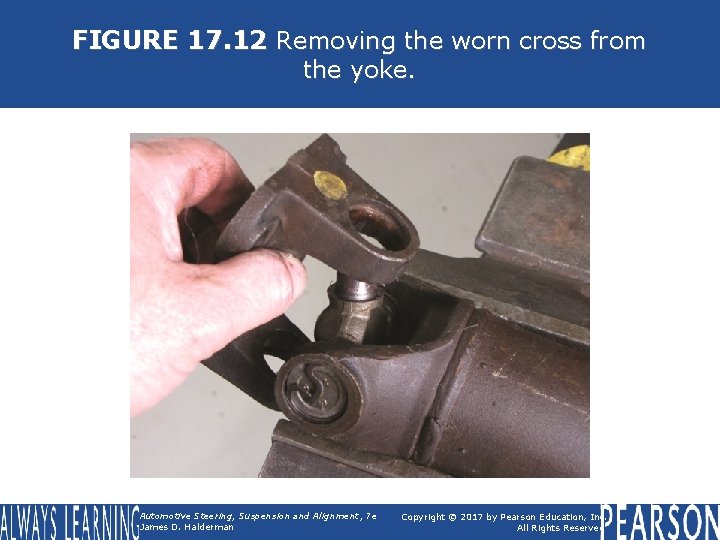 FIGURE 17. 12 Removing the worn cross from the yoke. Automotive Steering, Suspension and