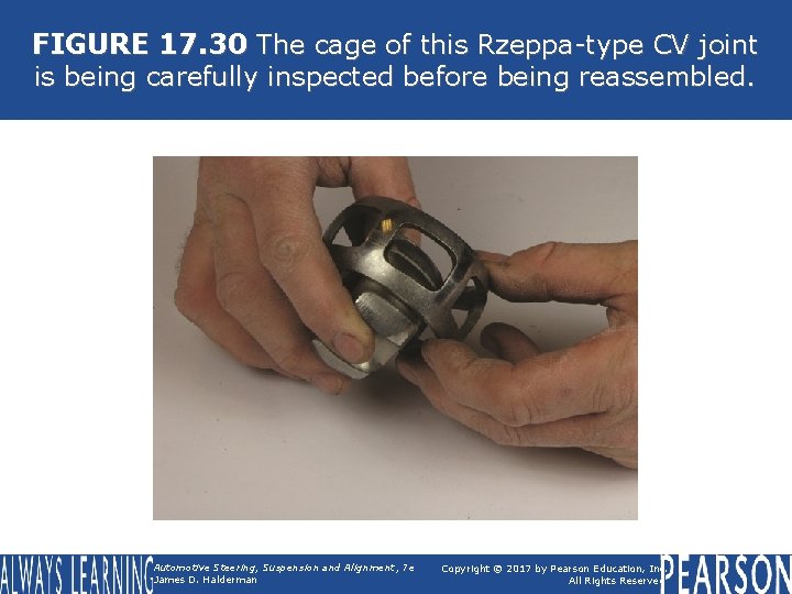 FIGURE 17. 30 The cage of this Rzeppa-type CV joint is being carefully inspected