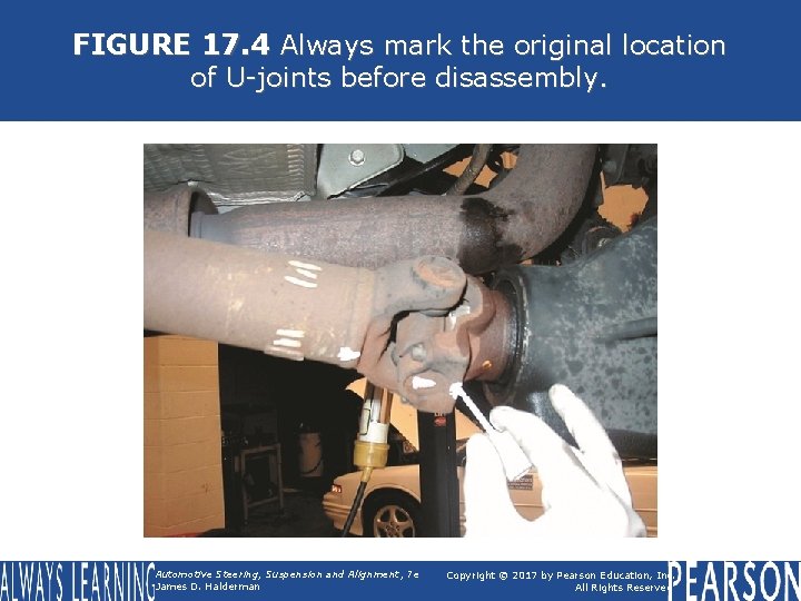 FIGURE 17. 4 Always mark the original location of U-joints before disassembly. Automotive Steering,