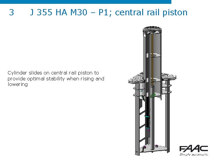 3 J 355 HA M 30 – P 1; central rail piston Cylinder slides