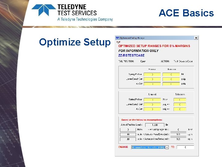 ACE Basics Optimize Setup 