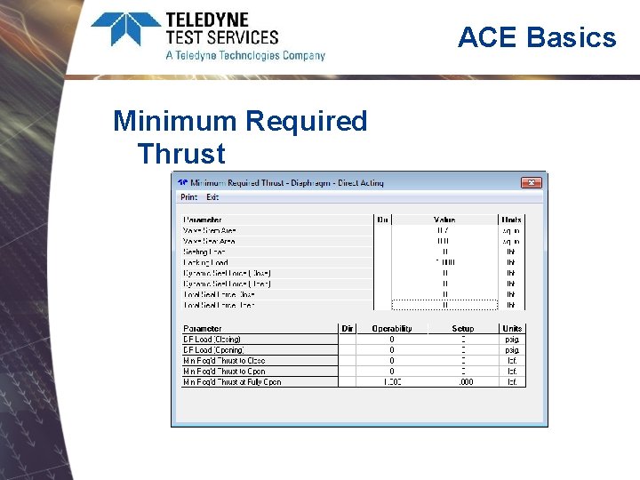 ACE Basics Minimum Required Thrust 