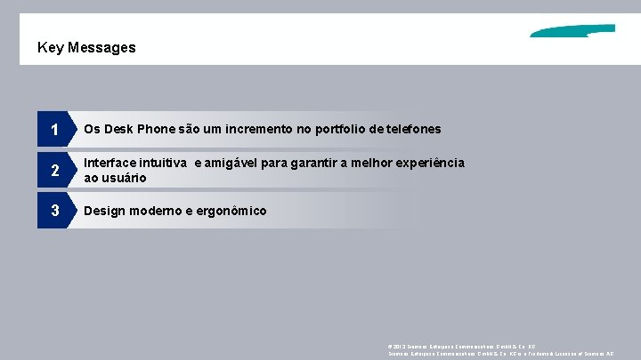 Key Messages 1 Os Desk Phone são um incremento no portfolio de telefones 2