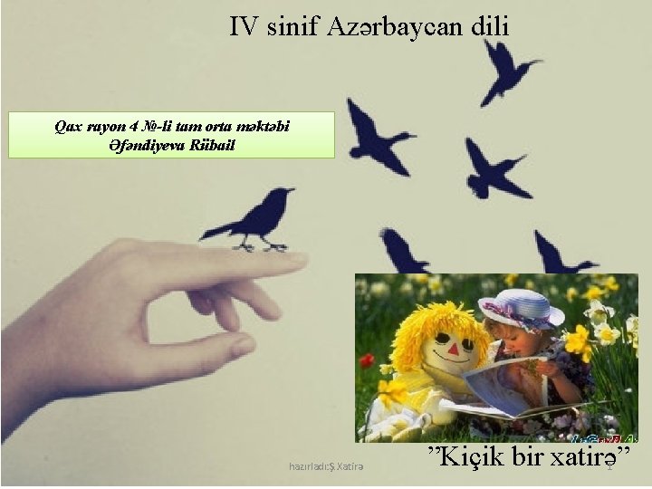 IV sinif Azərbaycan dili Qax rayon 4 №-li tam orta məktəbi Əfəndiyeva Rübail hazırladı: