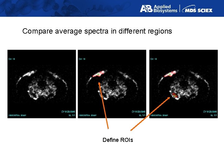 Compare average spectra in different regions Define ROIs 