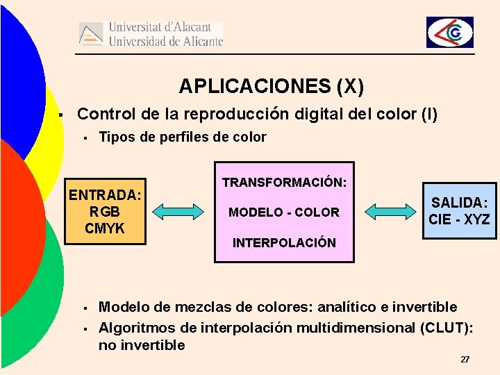 APLICACIONES (X) § Control de la reproducción digital del color (I) § Tipos de