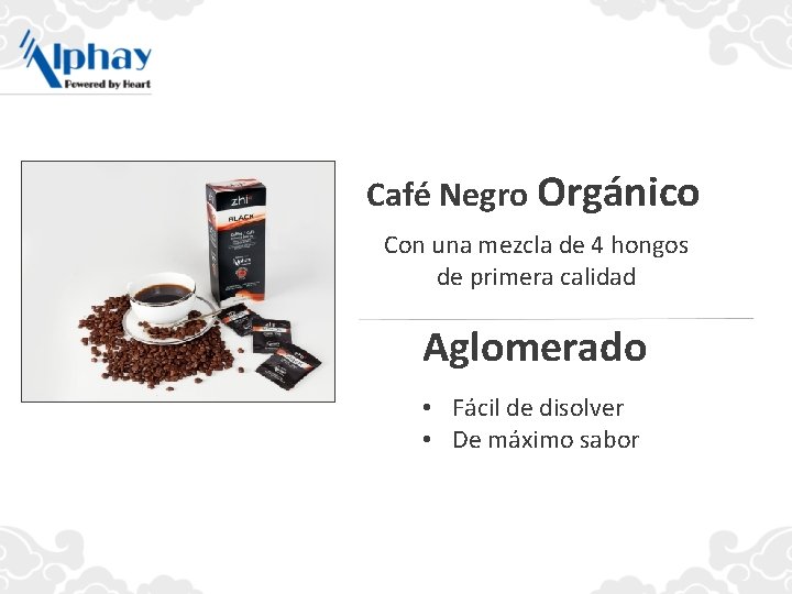 Café Negro Orgánico Con una mezcla de 4 hongos de primera calidad Aglomerado •
