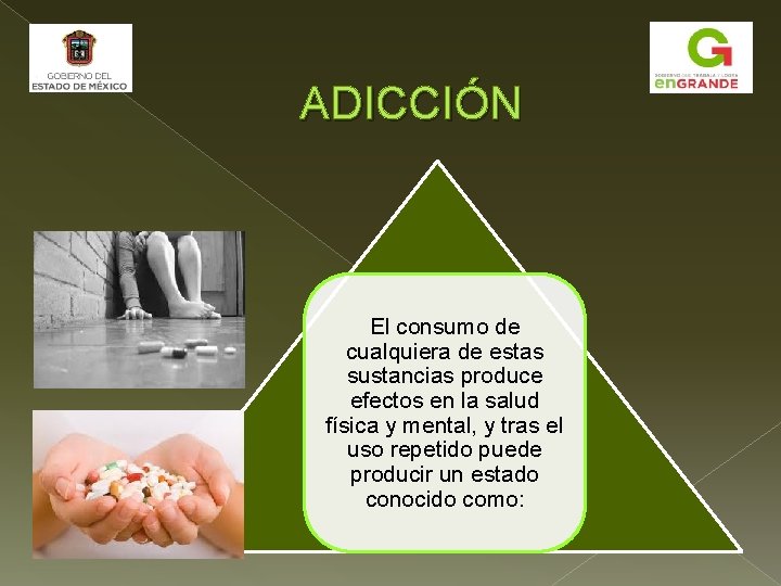 ADICCIÓN El consumo de cualquiera de estas sustancias produce efectos en la salud física ADICCIÓN El consumo de cualquiera de estas sustancias produce efectos en la salud física