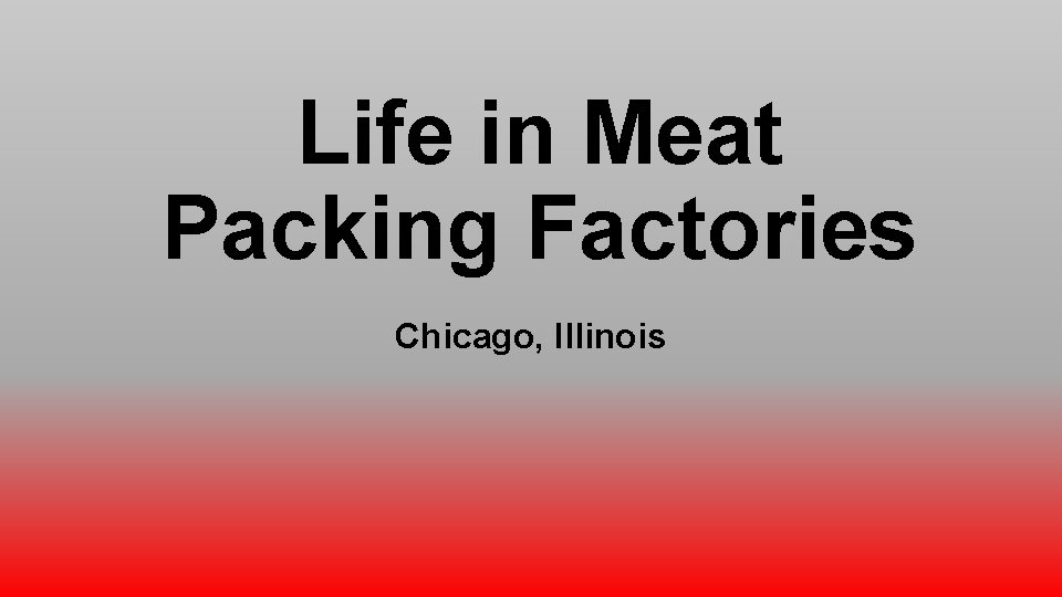Life in Meat Packing Factories Chicago, Illinois 