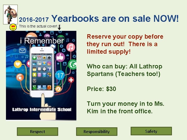 2016 -2017 Yearbooks are on sale NOW! This is the actual cover! Reserve your