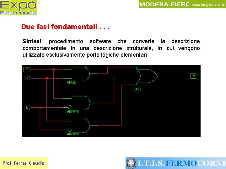 Due fasi fondamentali. . . Sintesi: procedimento software che converte la descrizione comportamentale in