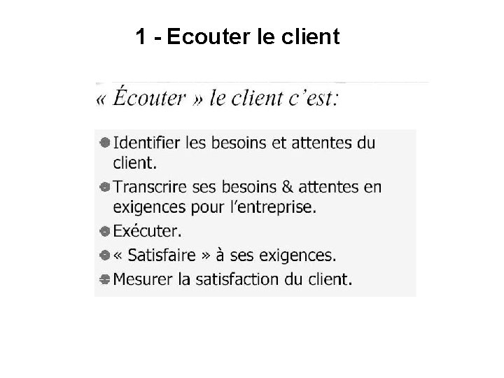 1 - Ecouter le client 