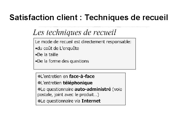 Satisfaction client : Techniques de recueil 