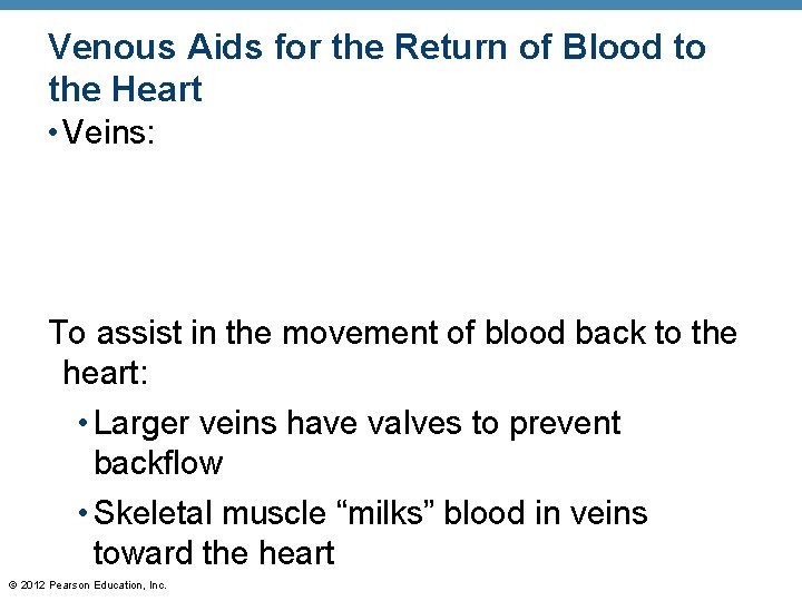 Venous Aids for the Return of Blood to the Heart • Veins: To assist Venous Aids for the Return of Blood to the Heart • Veins: To assist